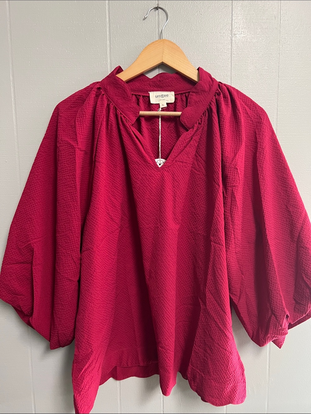 NWT Umgee Textured Blouse Shirt Top XL Red